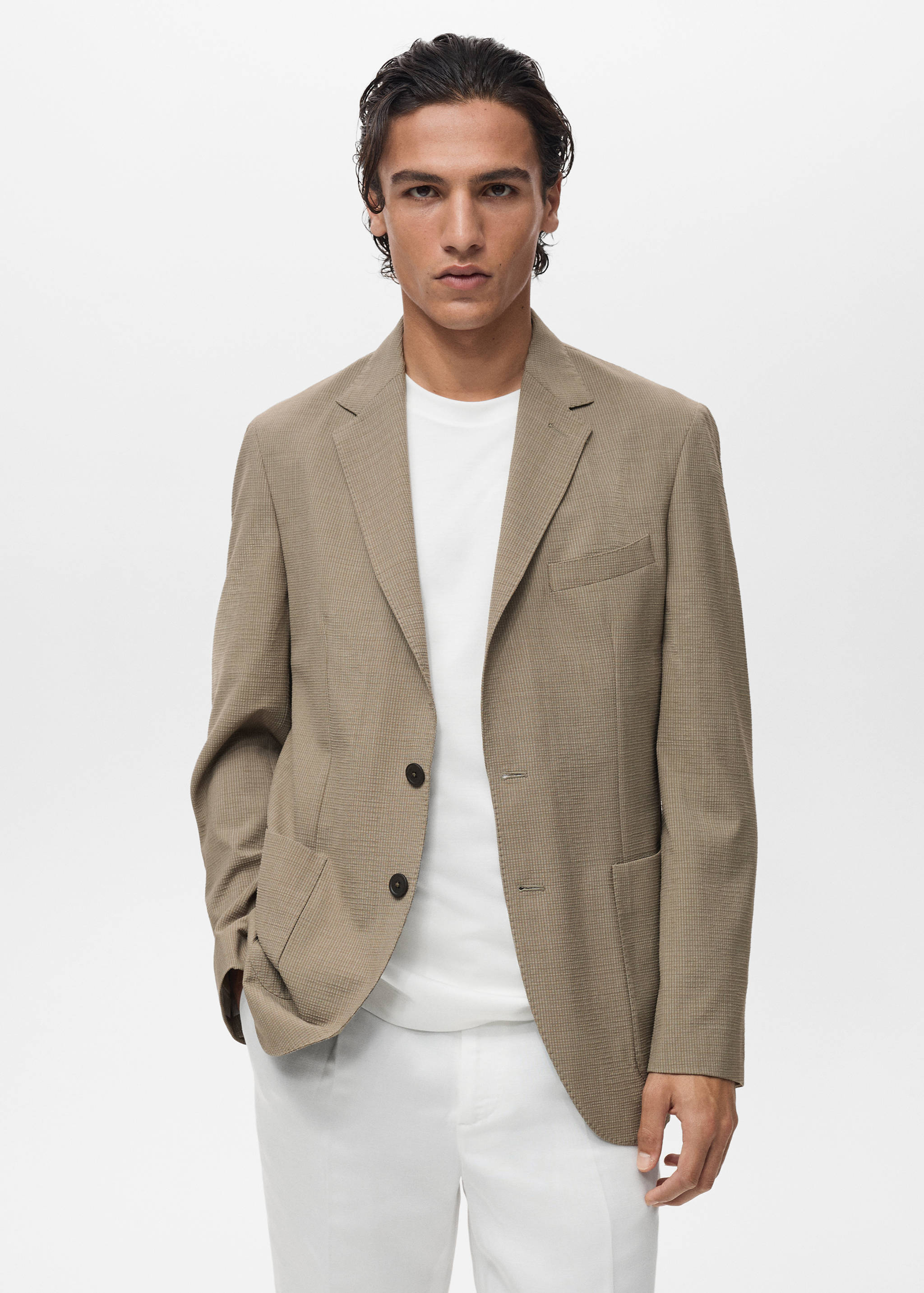 Slim fit cool wool suit blazer - Medium plane