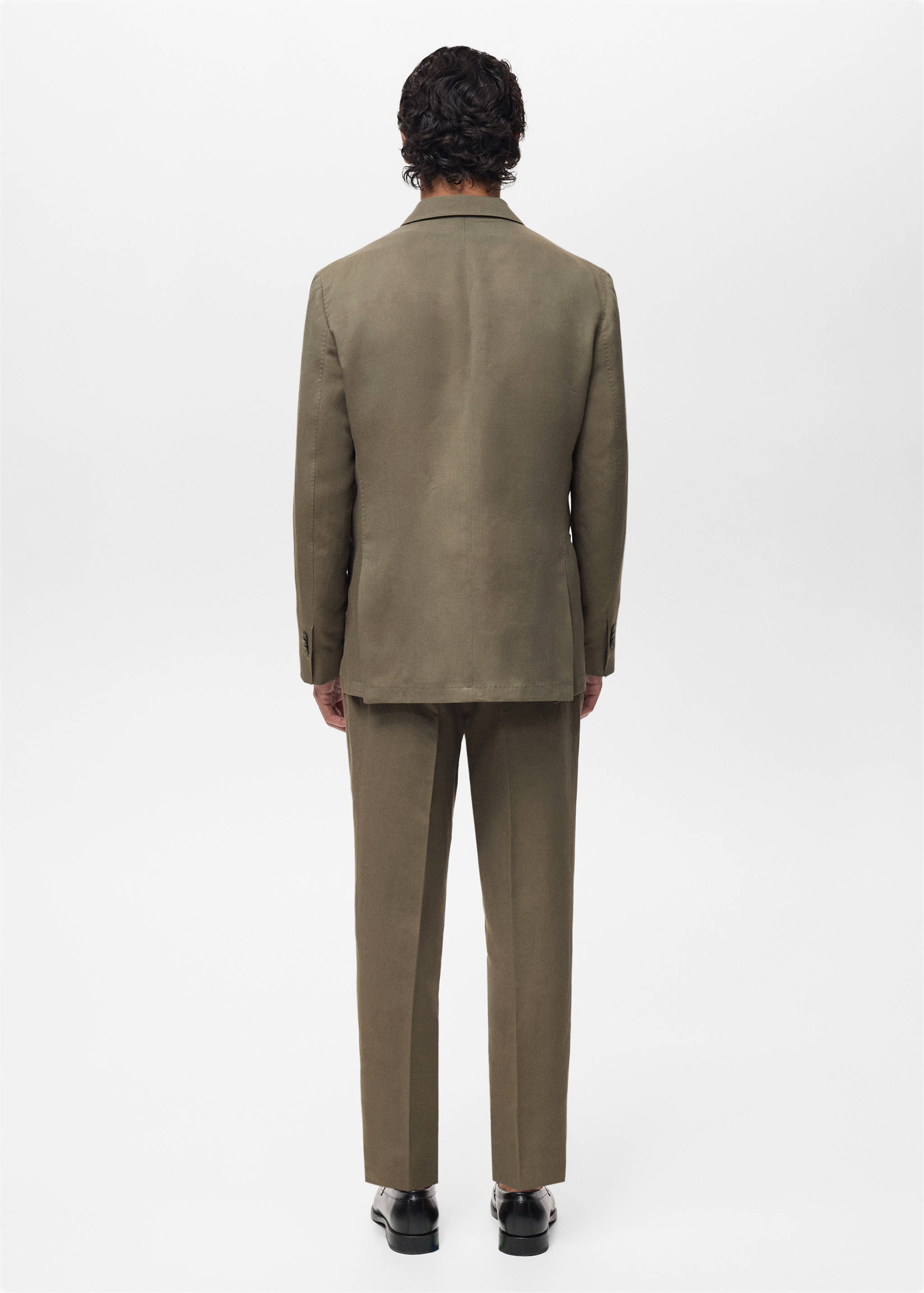 Slim-fit linen-blend double-breasted jacket - Reverse of the article