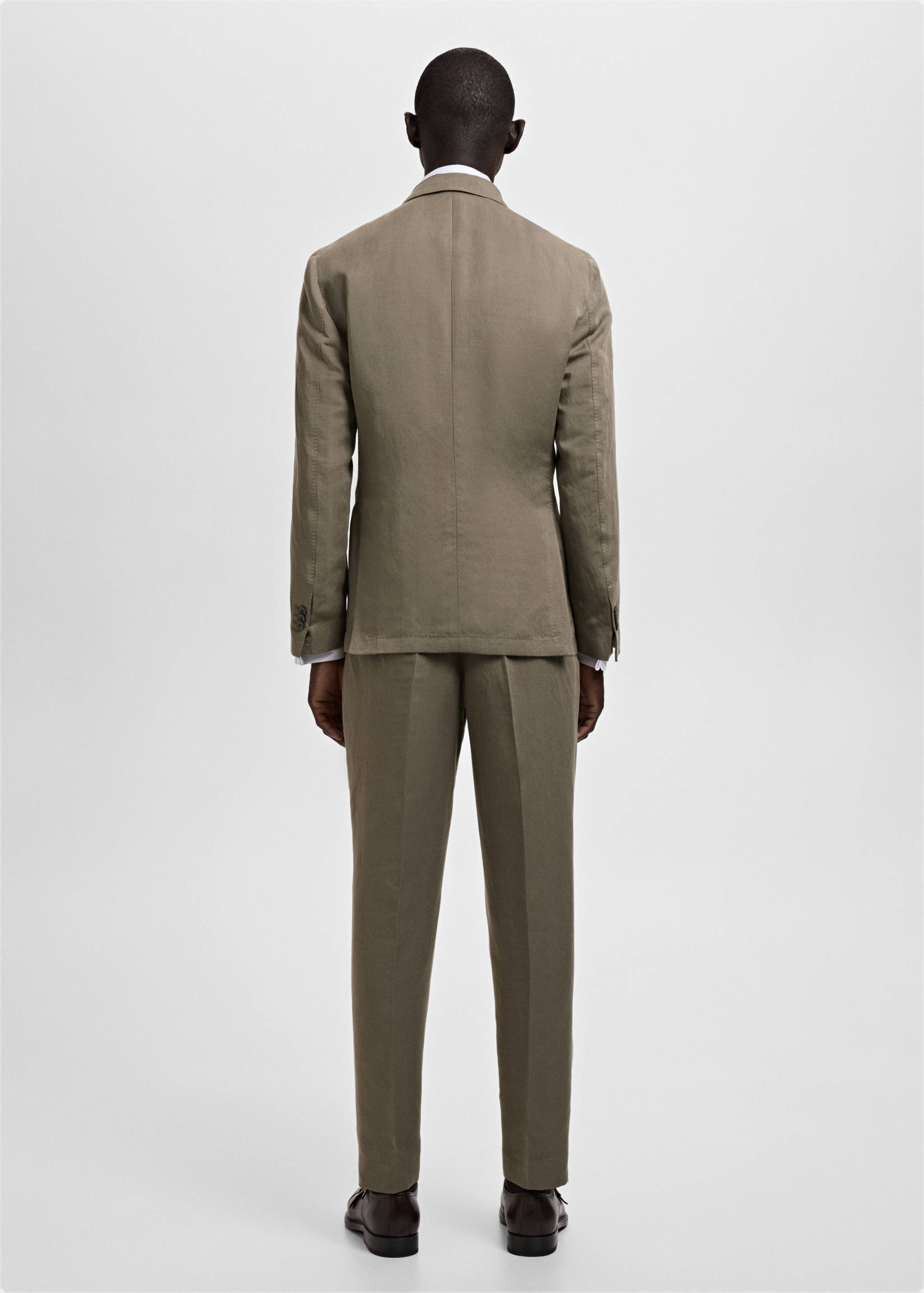 Slim-fit linen-blend double-breasted jacket - Reverse of the article