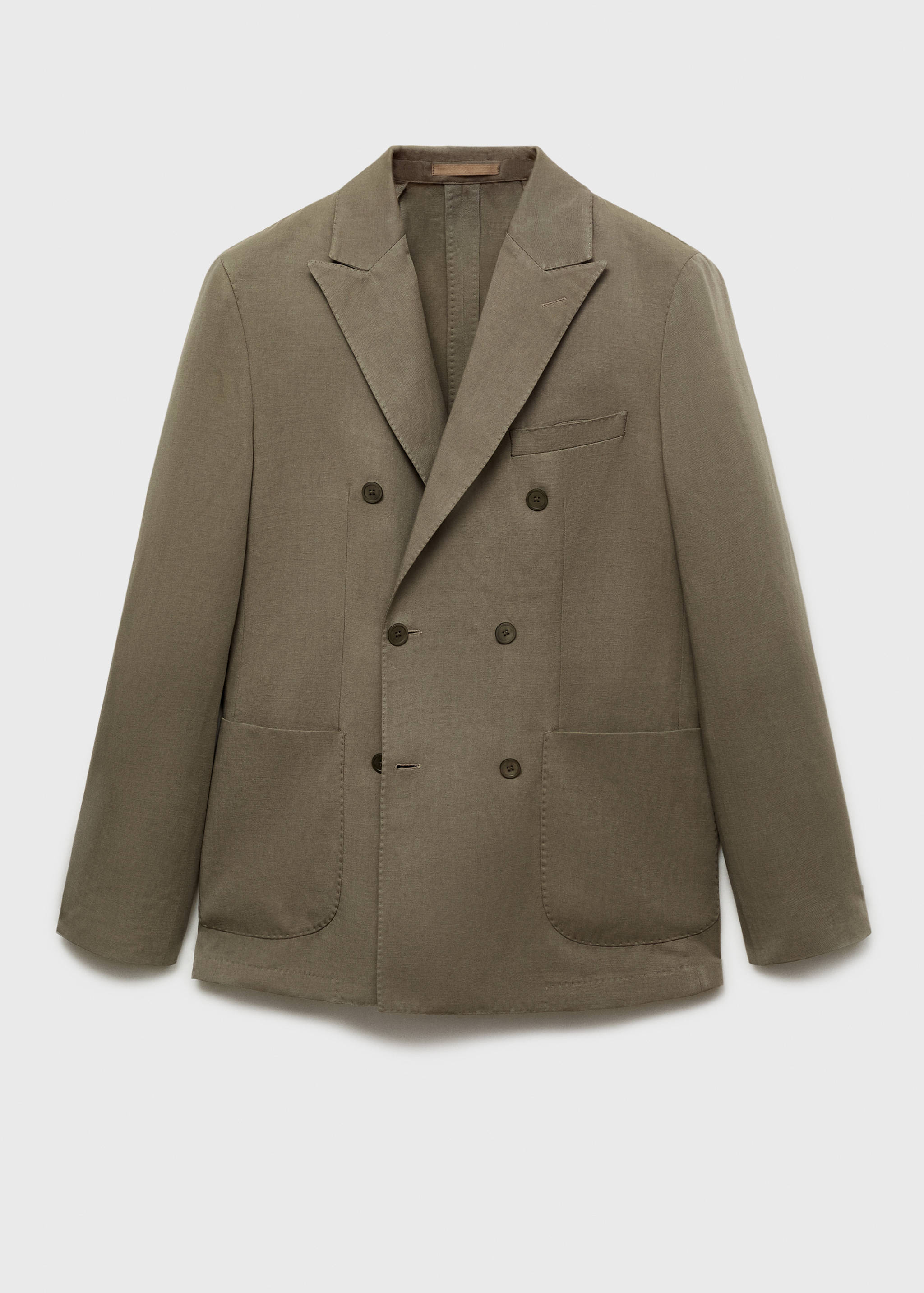 Slim-fit linen-blend double-breasted jacket - Article without model