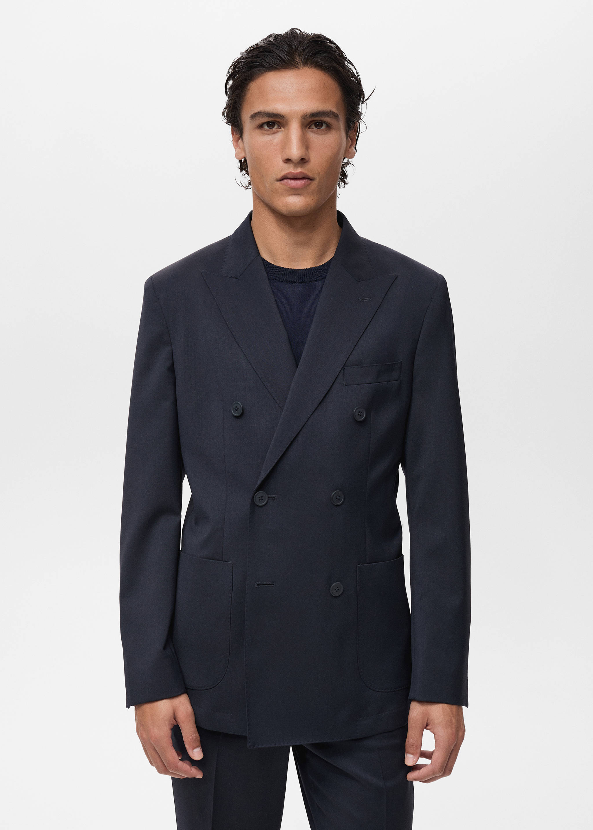 100% cold wool double-breasted suit jacket - Medium plane