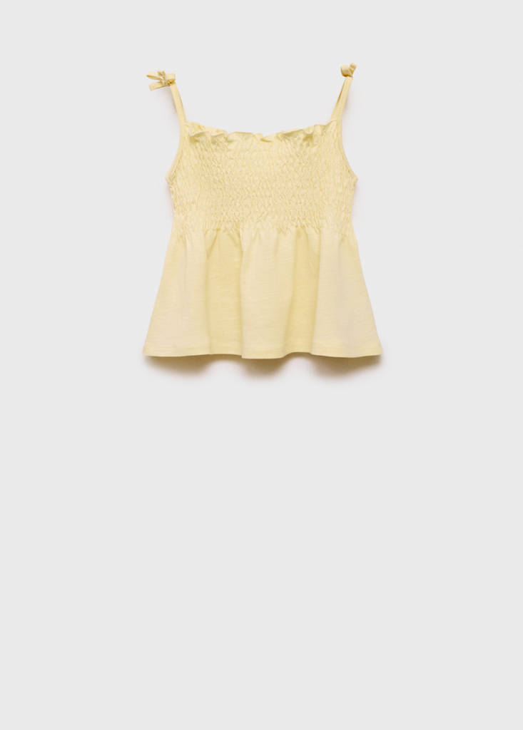 Ruched strapless top — Pastel Yellow