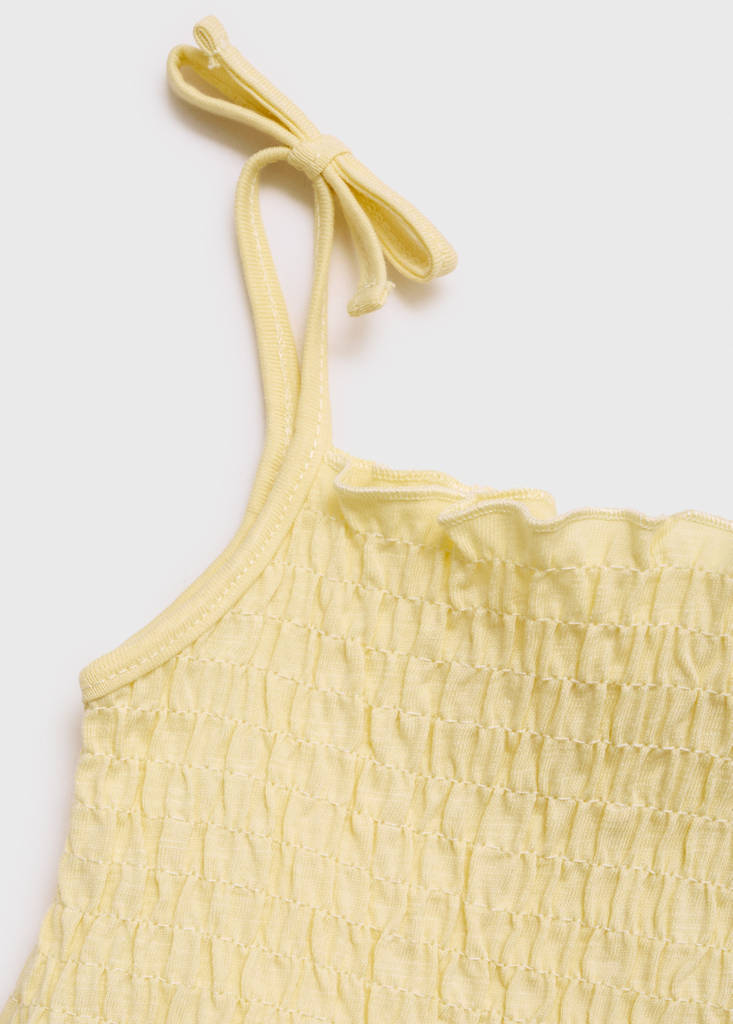 Ruched strapless top — Pastel Yellow