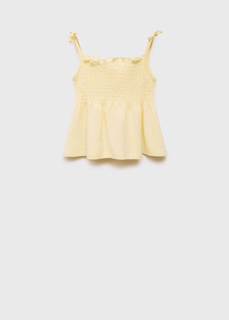 Ruched strapless top — Pastel Yellow