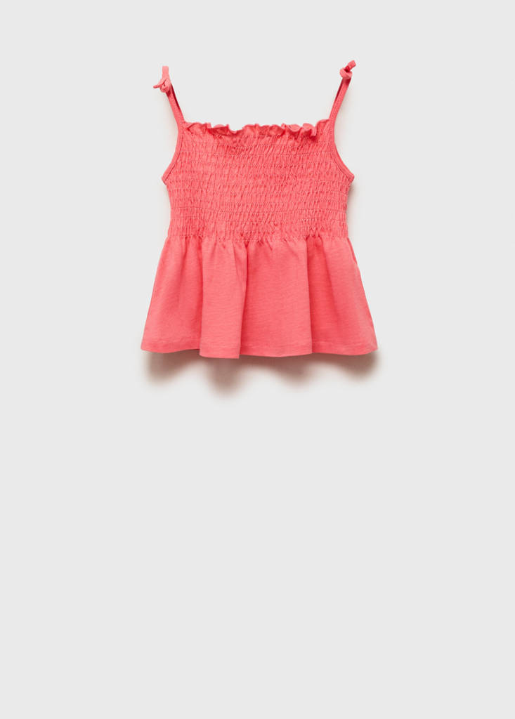 Ruched strapless top — Coral Red