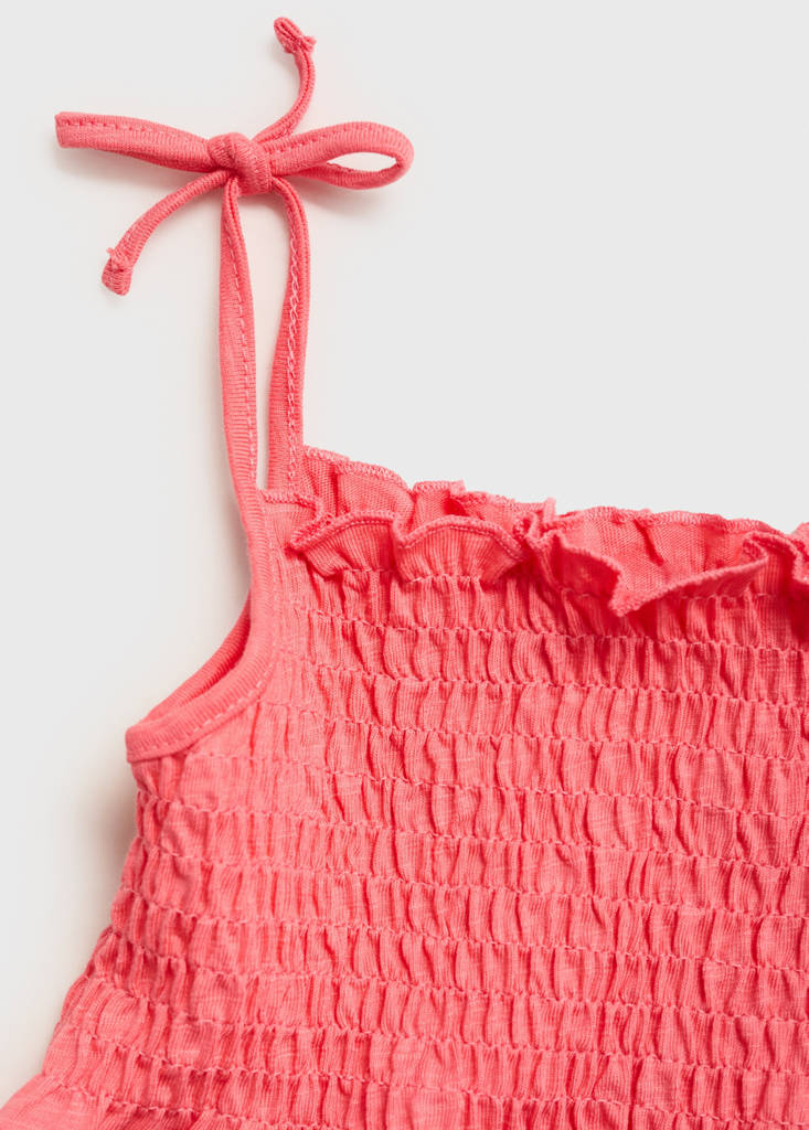 Ruched strapless top — Coral Red
