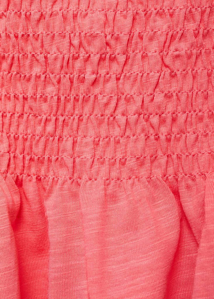 Ruched strapless top — Coral Red