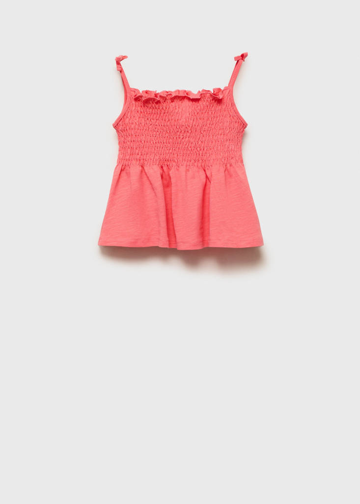 Ruched strapless top — Coral Red