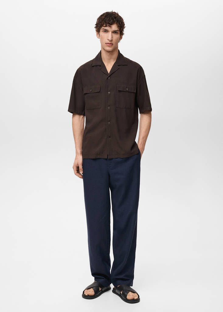Viscose shirt with pockets — Chocolate