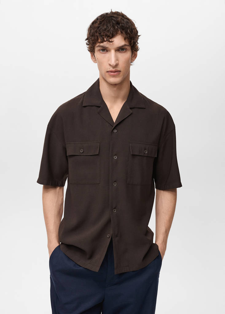 Viscose shirt with pockets — Chocolate