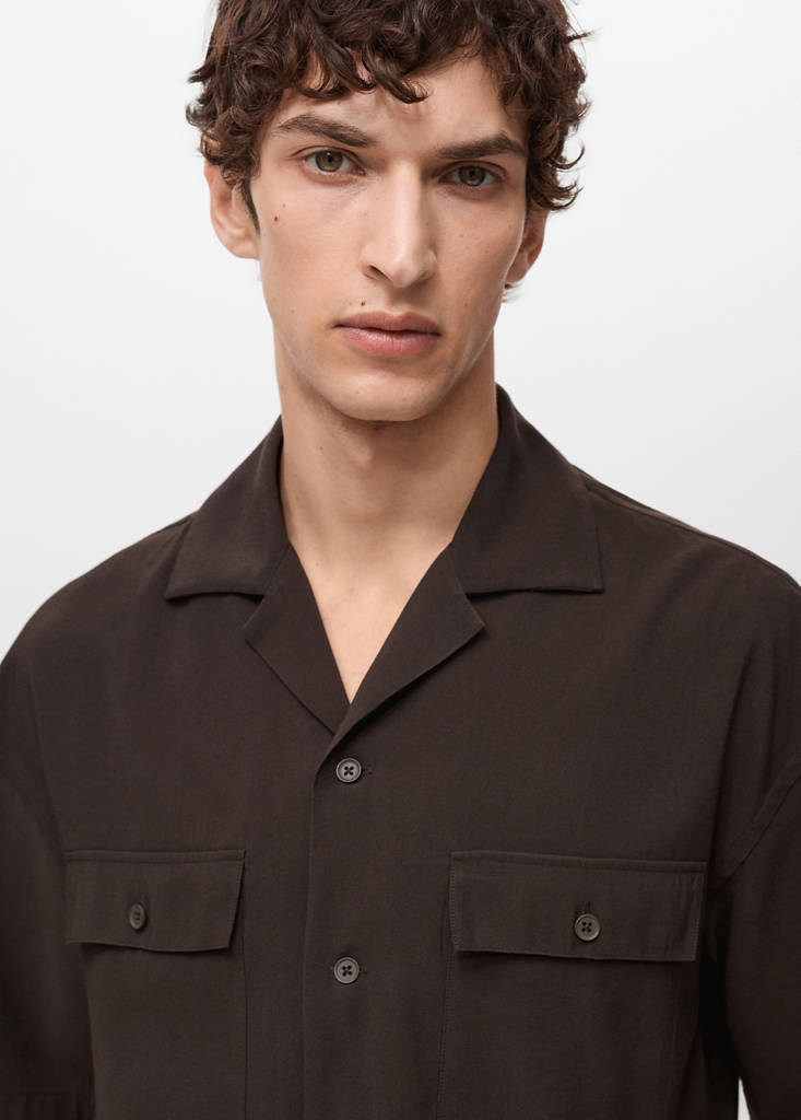 Viscose shirt with pockets — Chocolate