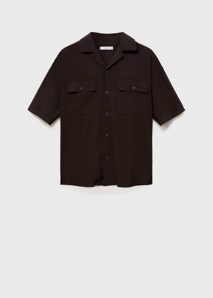 Viscose shirt with pockets — Chocolate