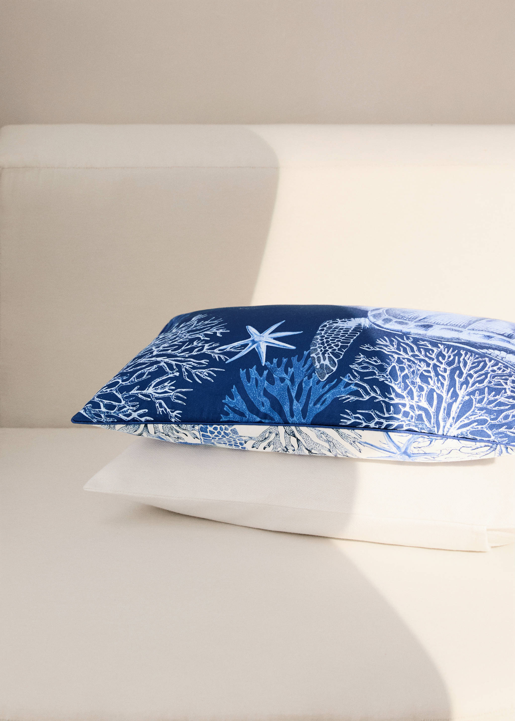 Funda cojín estampado marino reversible 30x50 cm - Plano general