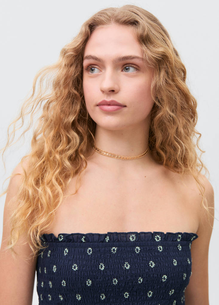 Ruched strapless top — Navy