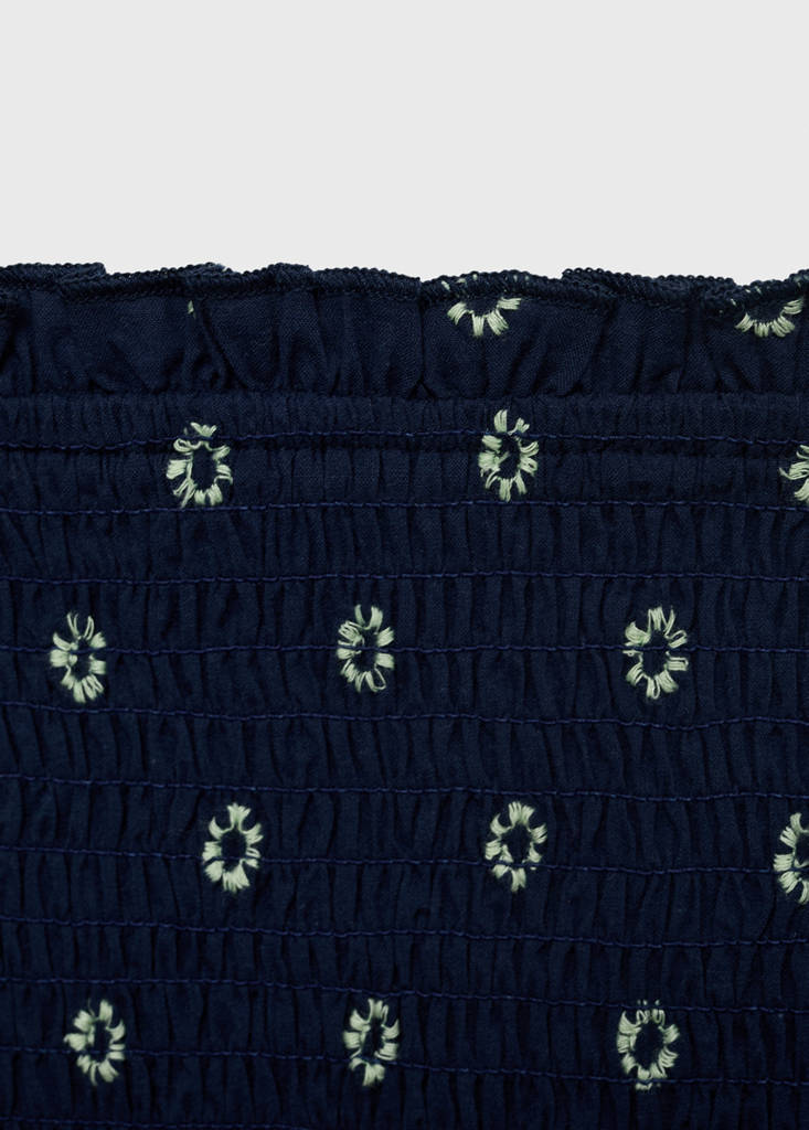Ruched strapless top — Navy