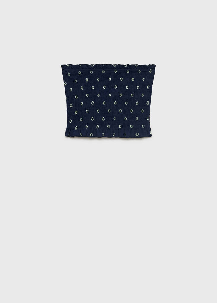 Ruched strapless top — Navy