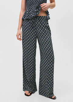 Printed straight trousers — Navy 2