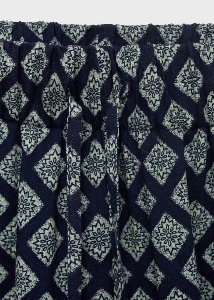 Printed straight trousers — Navy