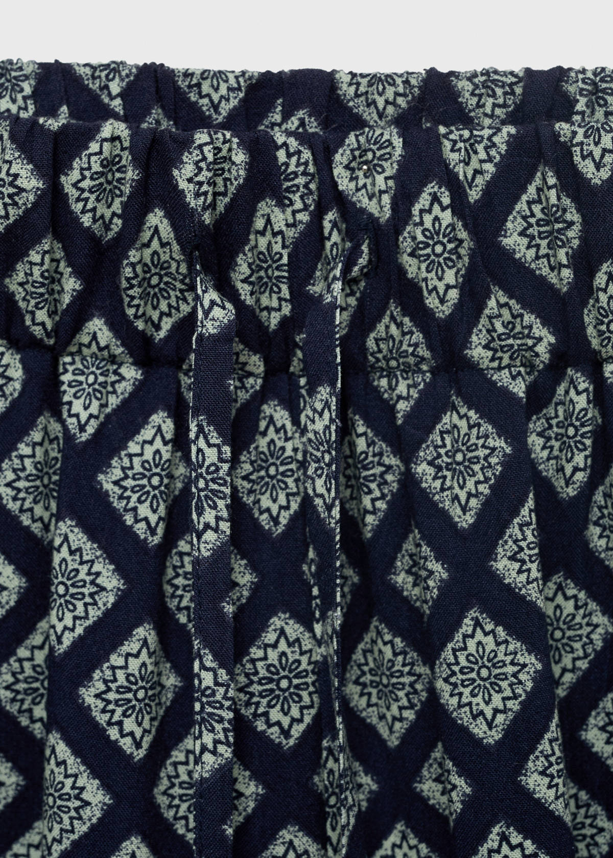 Printed straight trousers — Navy