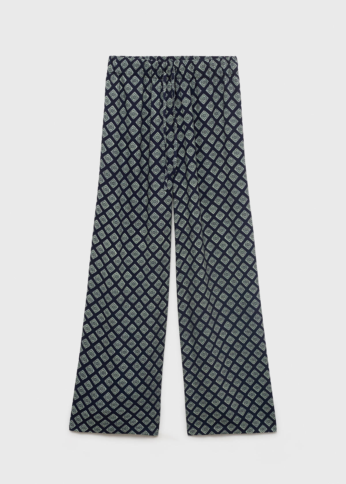 Printed straight trousers — Navy