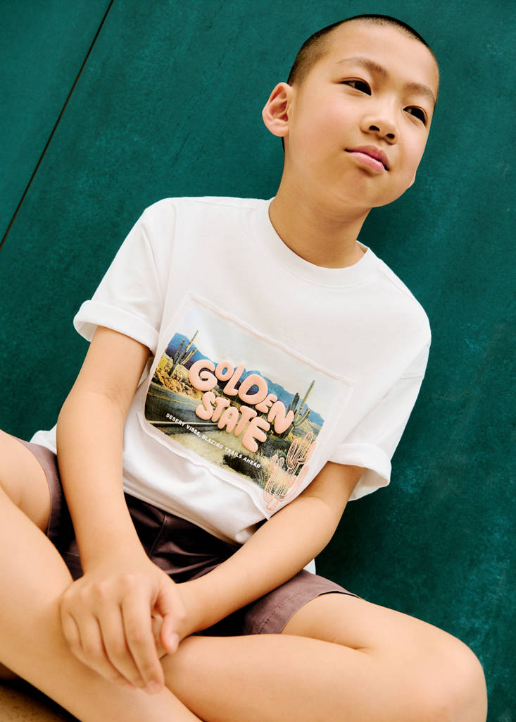 Printed cotton-blend T-shirt — Off White