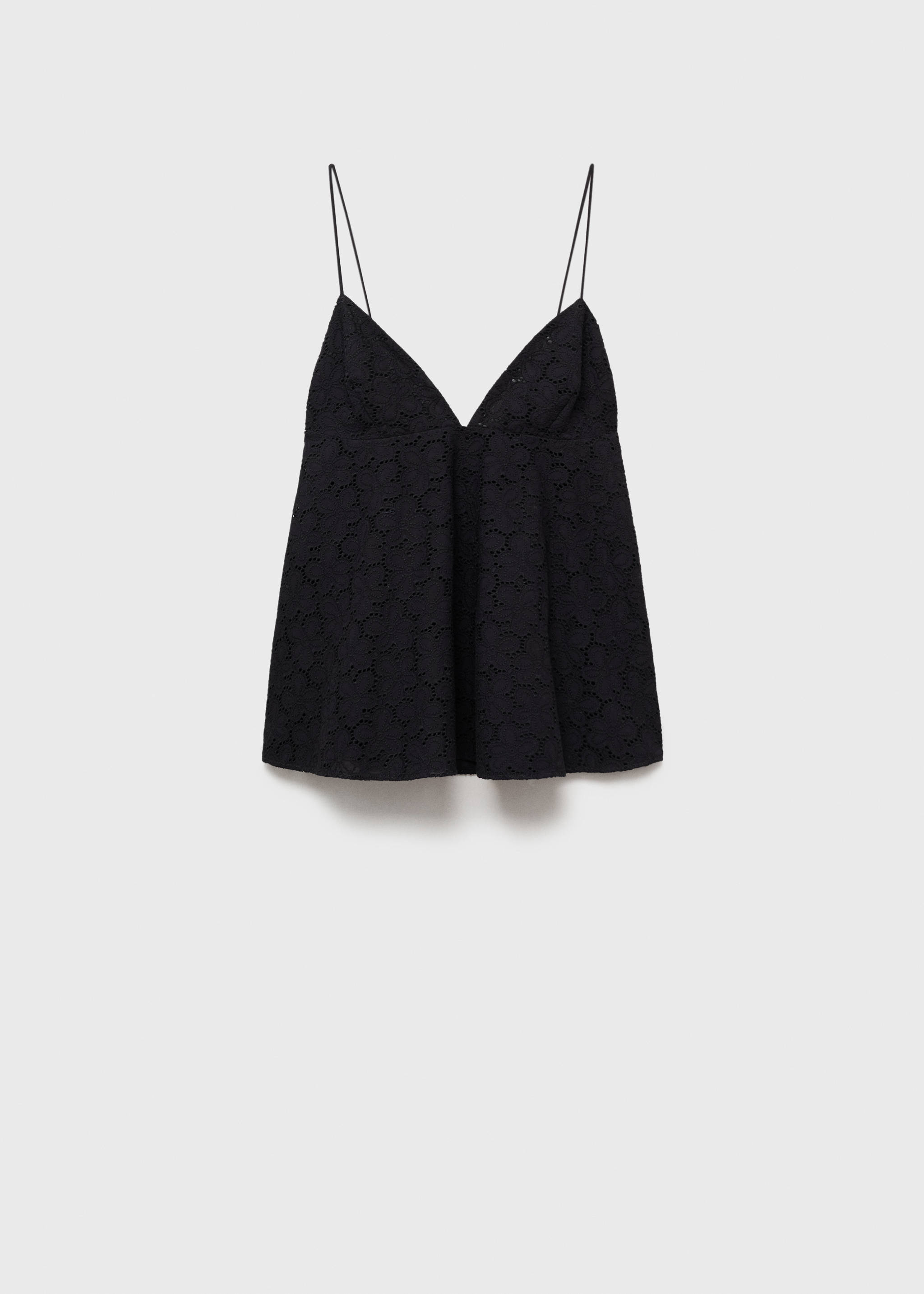 V领刺绣上衣 - null