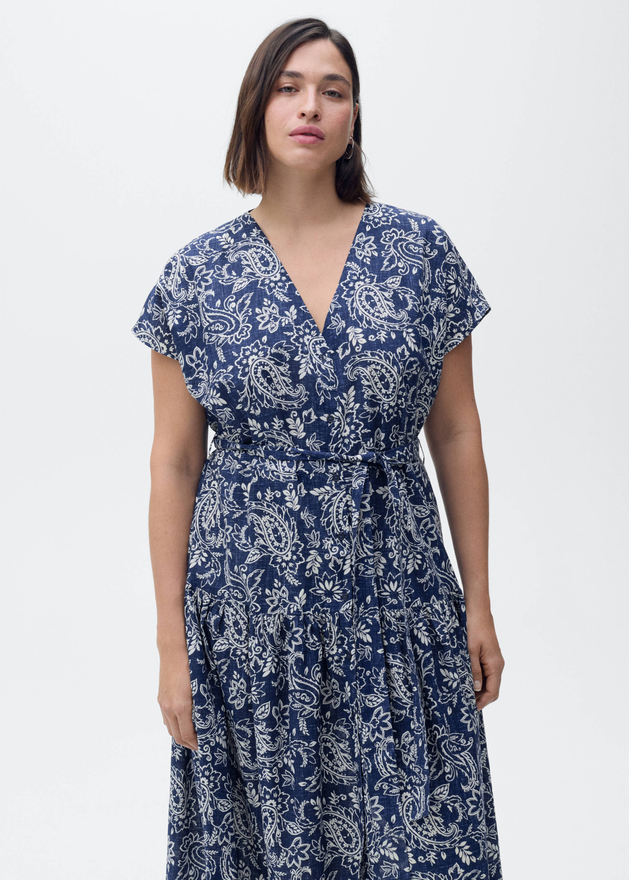 Paisley flared dress with belt - Details of the article 5