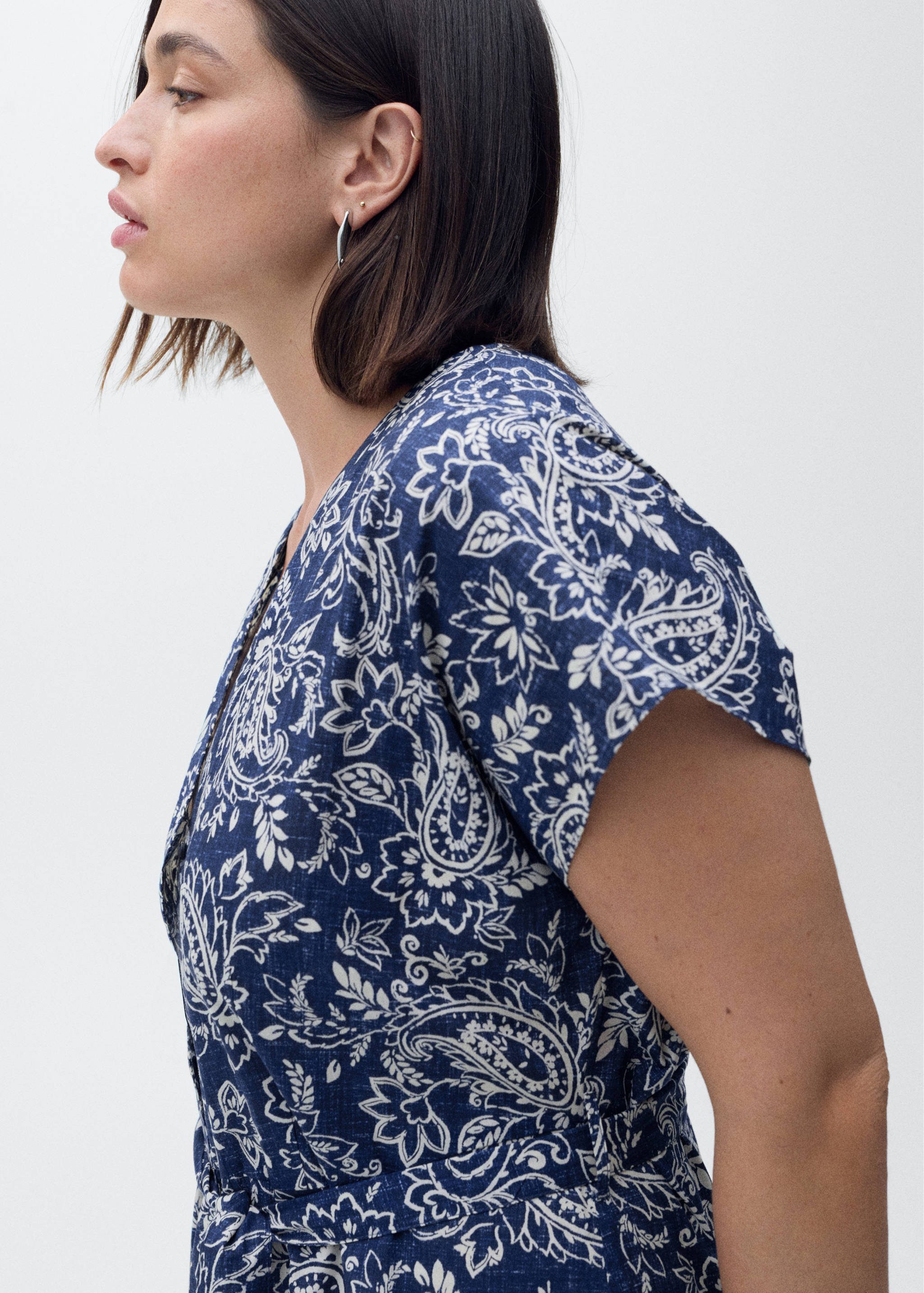 Paisley flared dress with belt - Details of the article 4