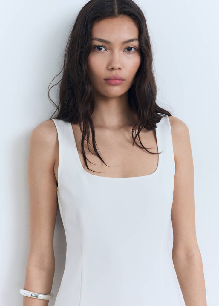 Strappy dress with pleat detail — Off White
