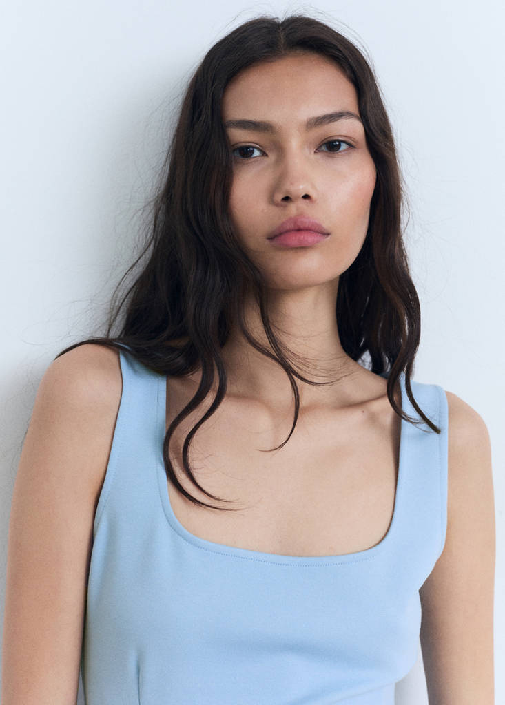 Strappy dress with pleat detail — Sky Blue