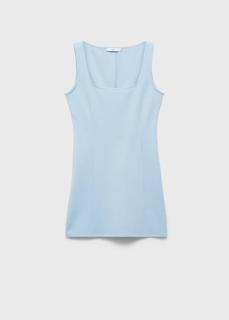Strappy dress with pleat detail — Sky Blue