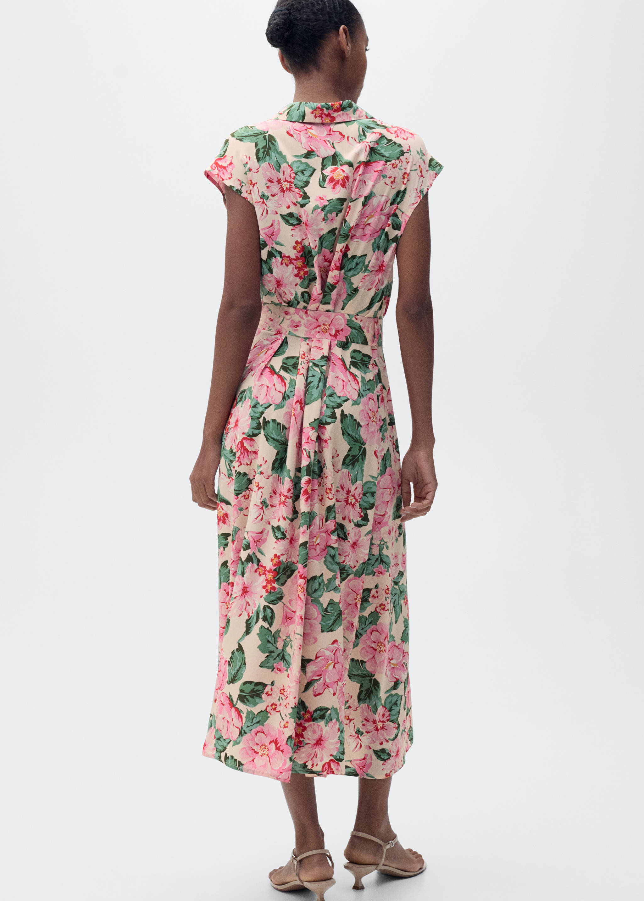 Printed shirt dress with belt - Reverse of the article