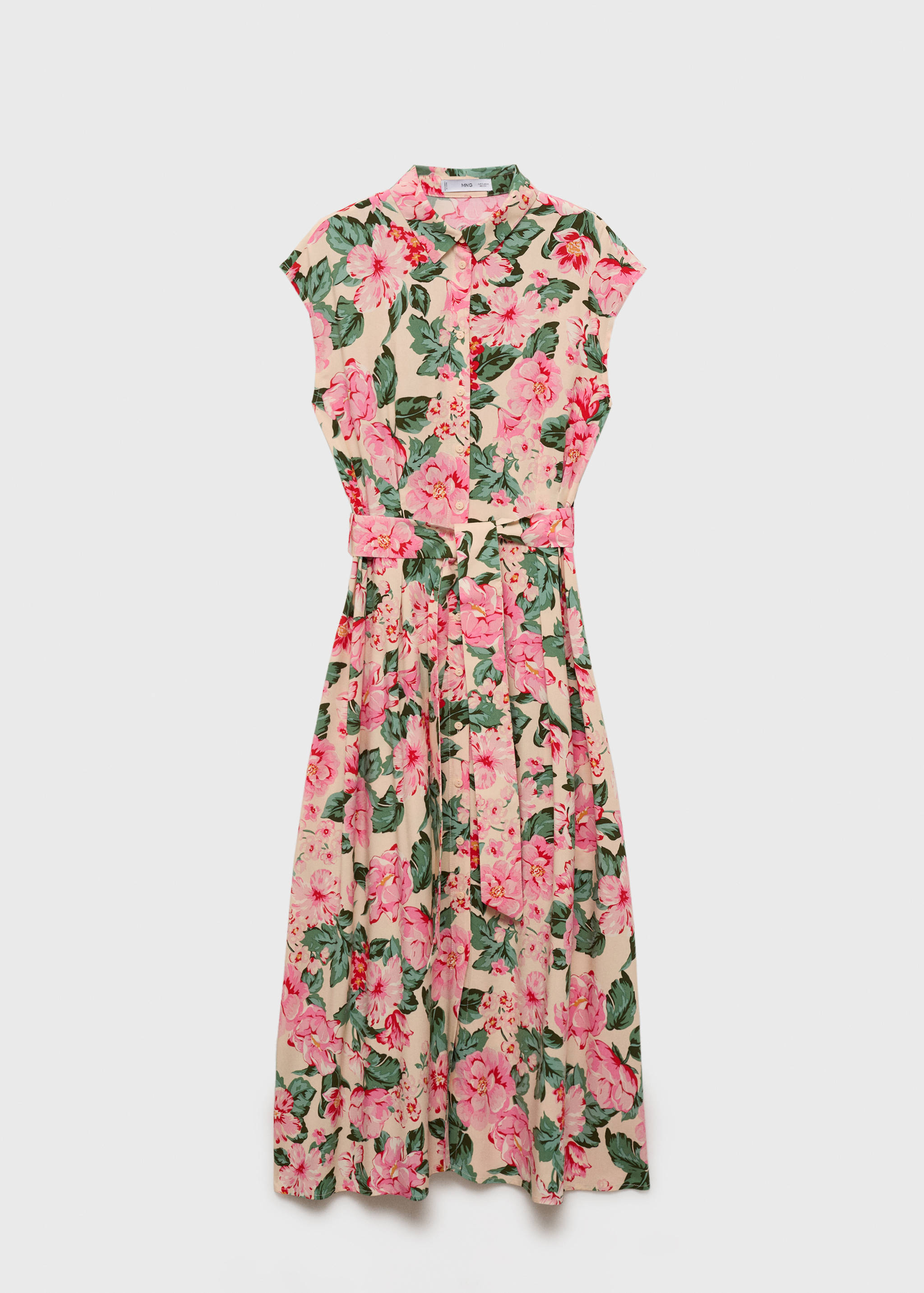 Printed shirt dress with belt - Article without model