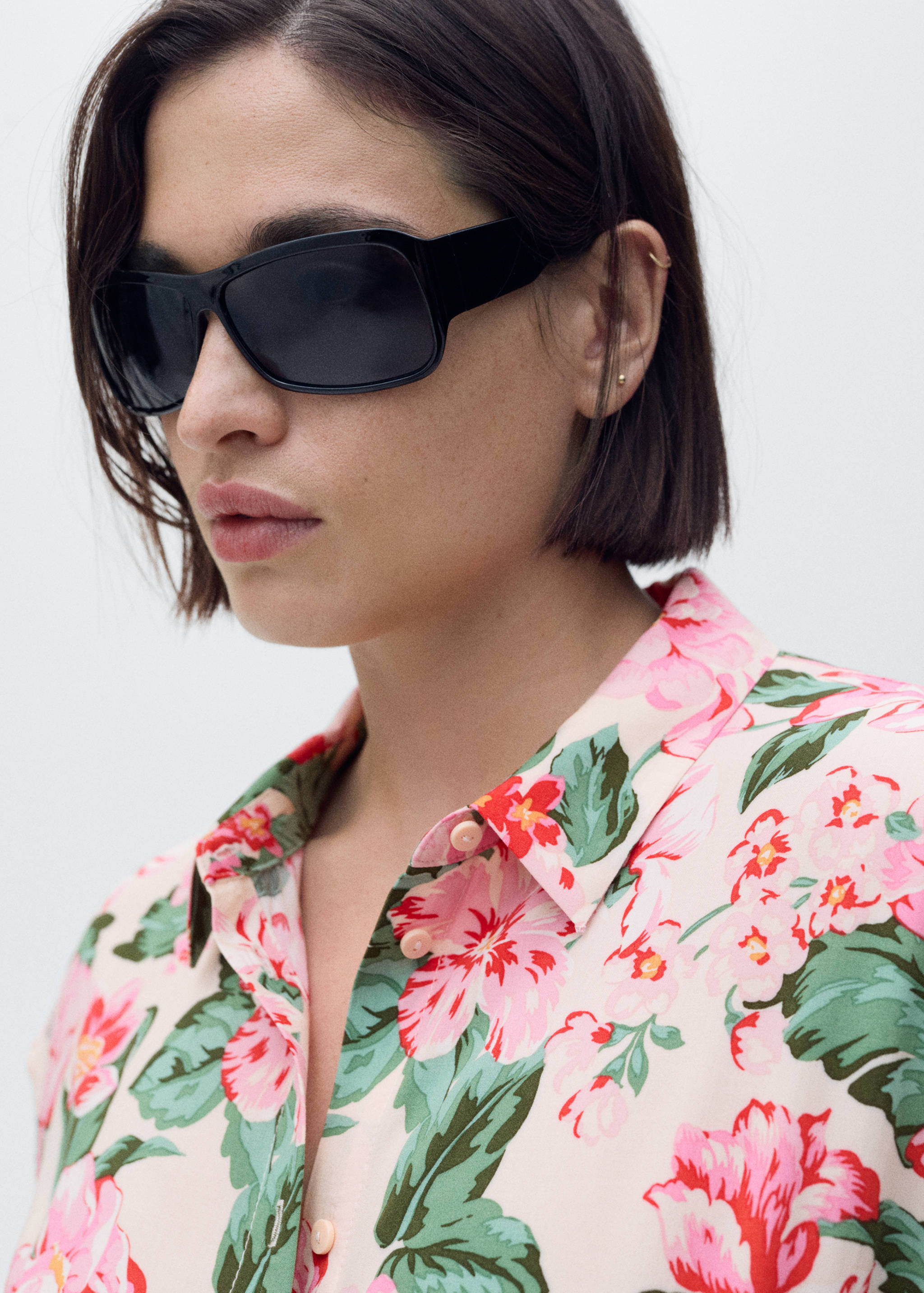 Printed shirt dress with belt - Details of the article 4