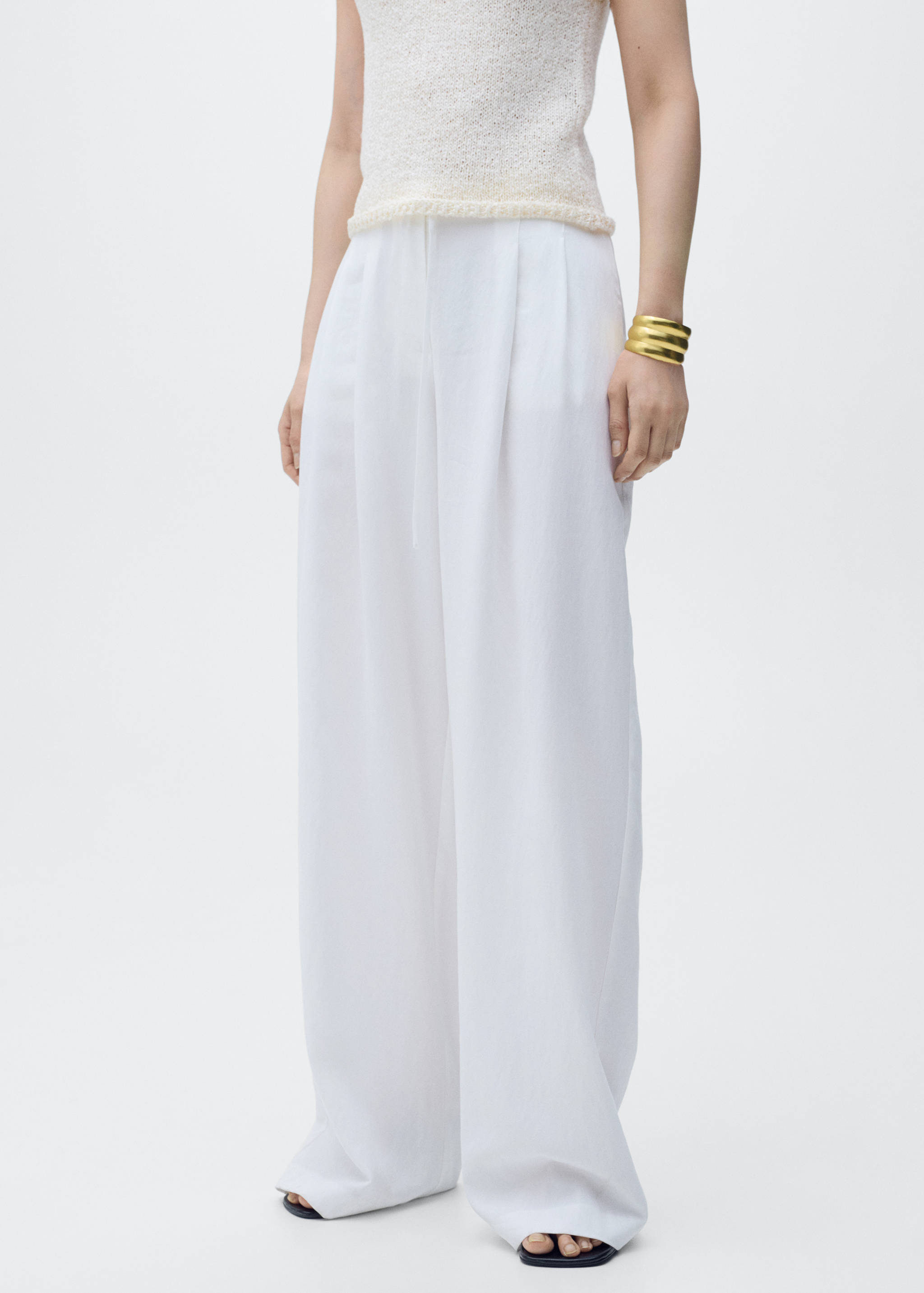 Lyocell suit trousers with bow belt - Medium plane