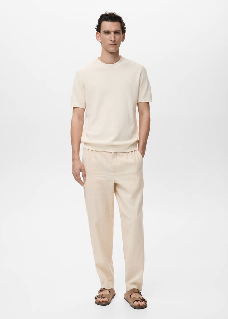 Pinstripe linen trousers — Beige
