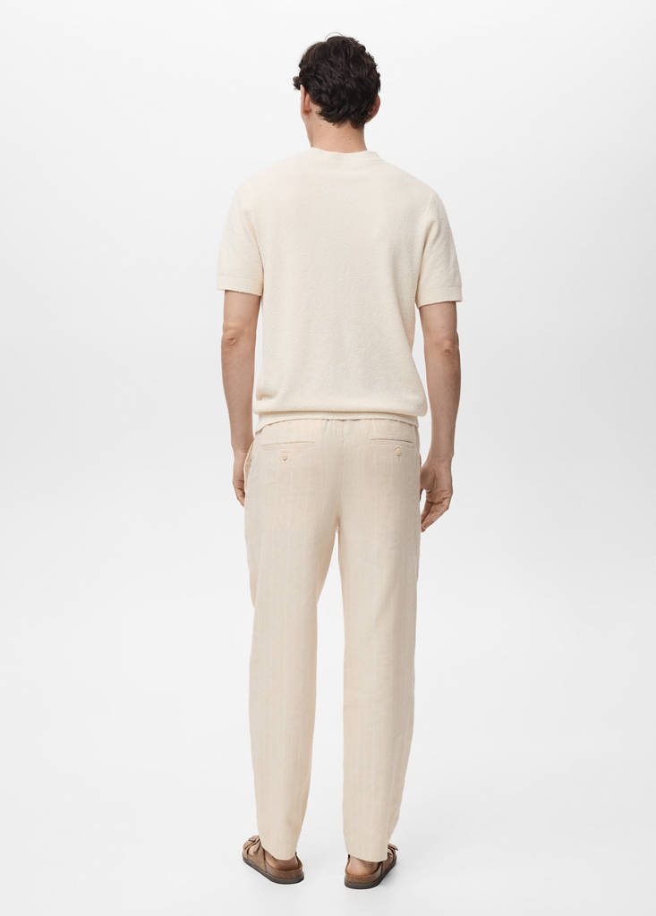 Pinstripe linen trousers — Beige