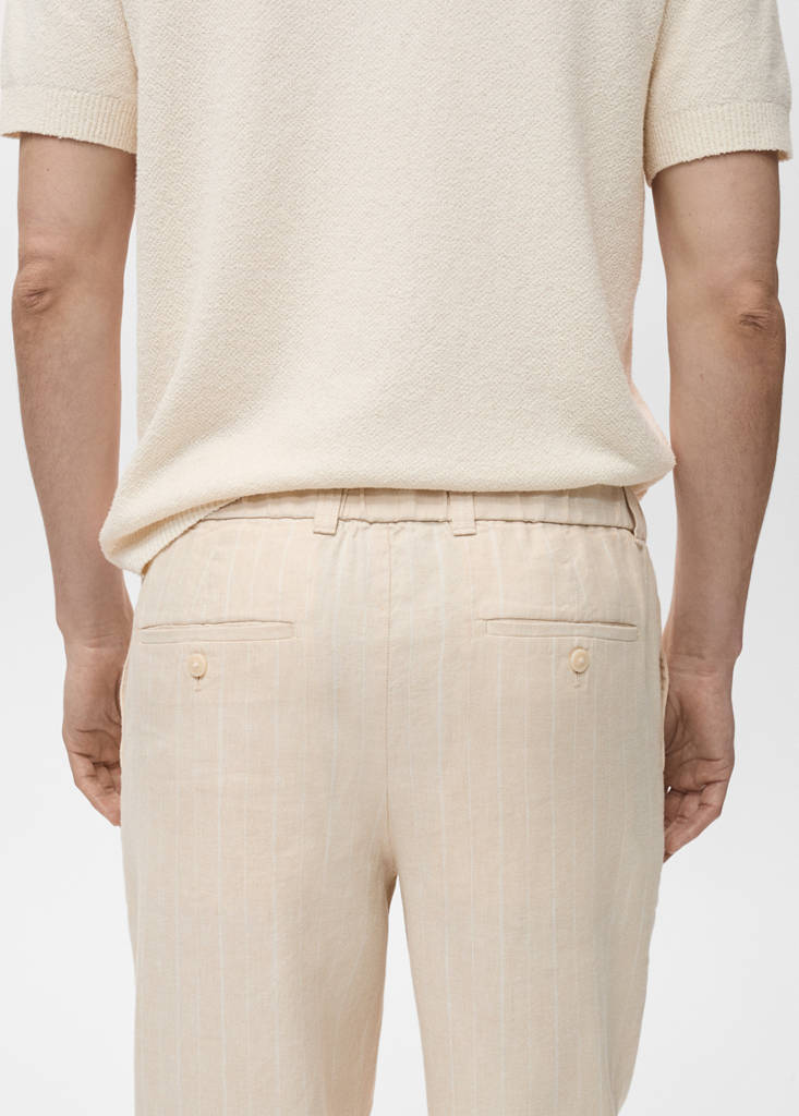 Pinstripe linen trousers — Beige