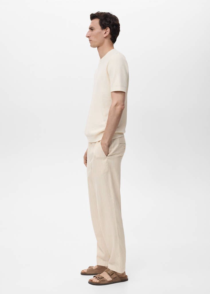 Pinstripe linen trousers — Beige