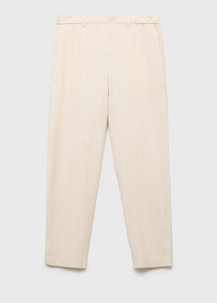 Pinstripe linen trousers — Beige