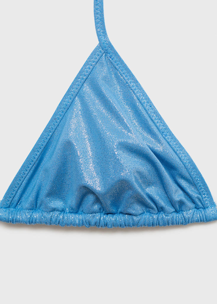 Triangle bikini top with shiny finish — Sky Blue