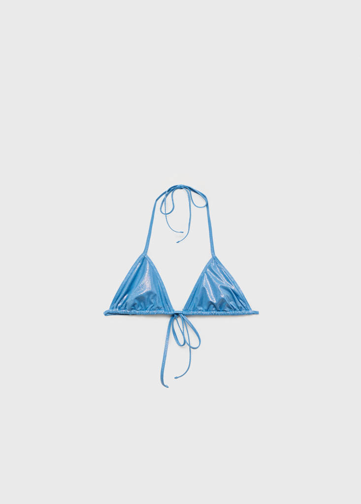 Triangle bikini top with shiny finish — Sky Blue