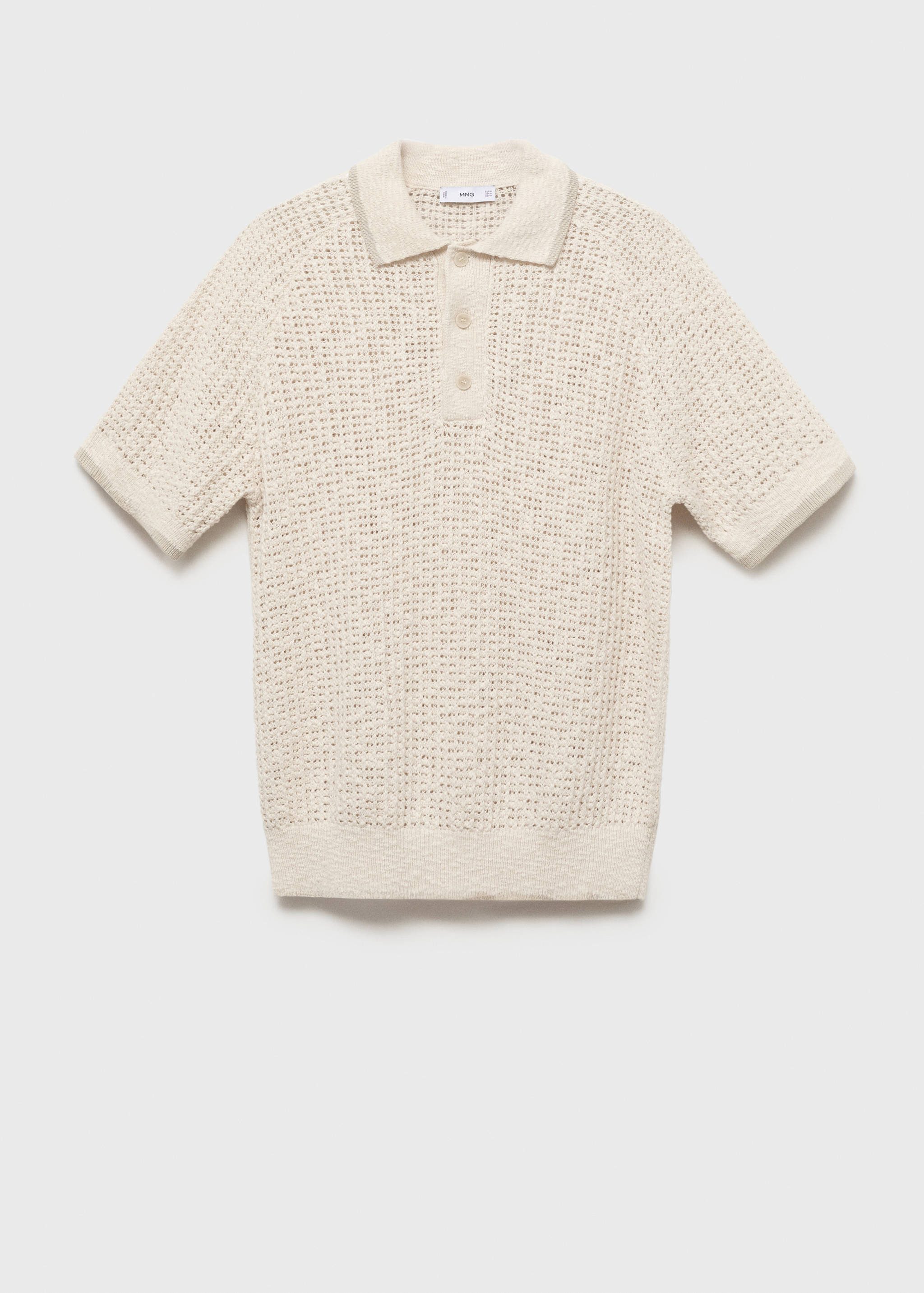 Knitted cotton polo shirt with lace pattern - Article without model