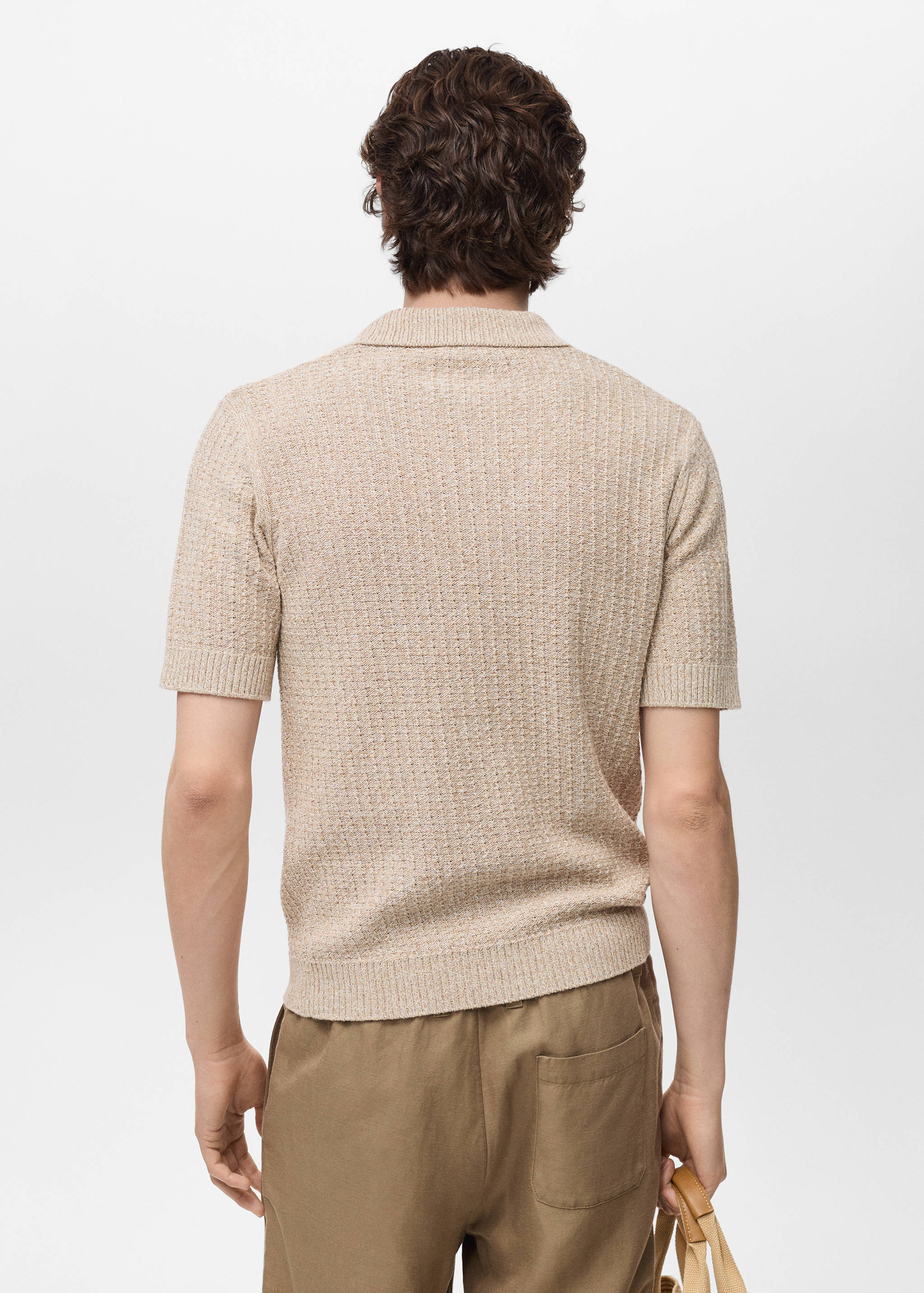 Strukturiertes Strick-Poloshirt aus Baumwolle - Rückseite des Artikels