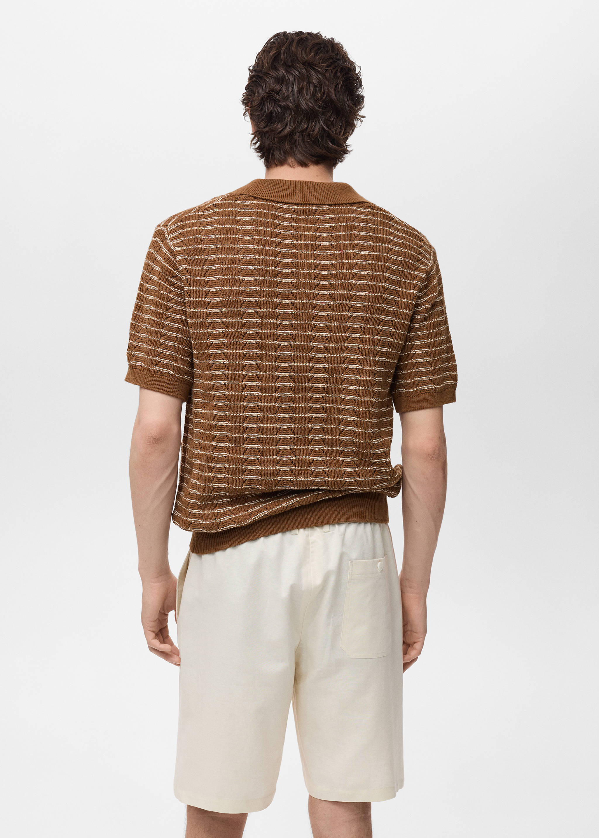 Striped openwork knitte polo shirt - Reverse of the article
