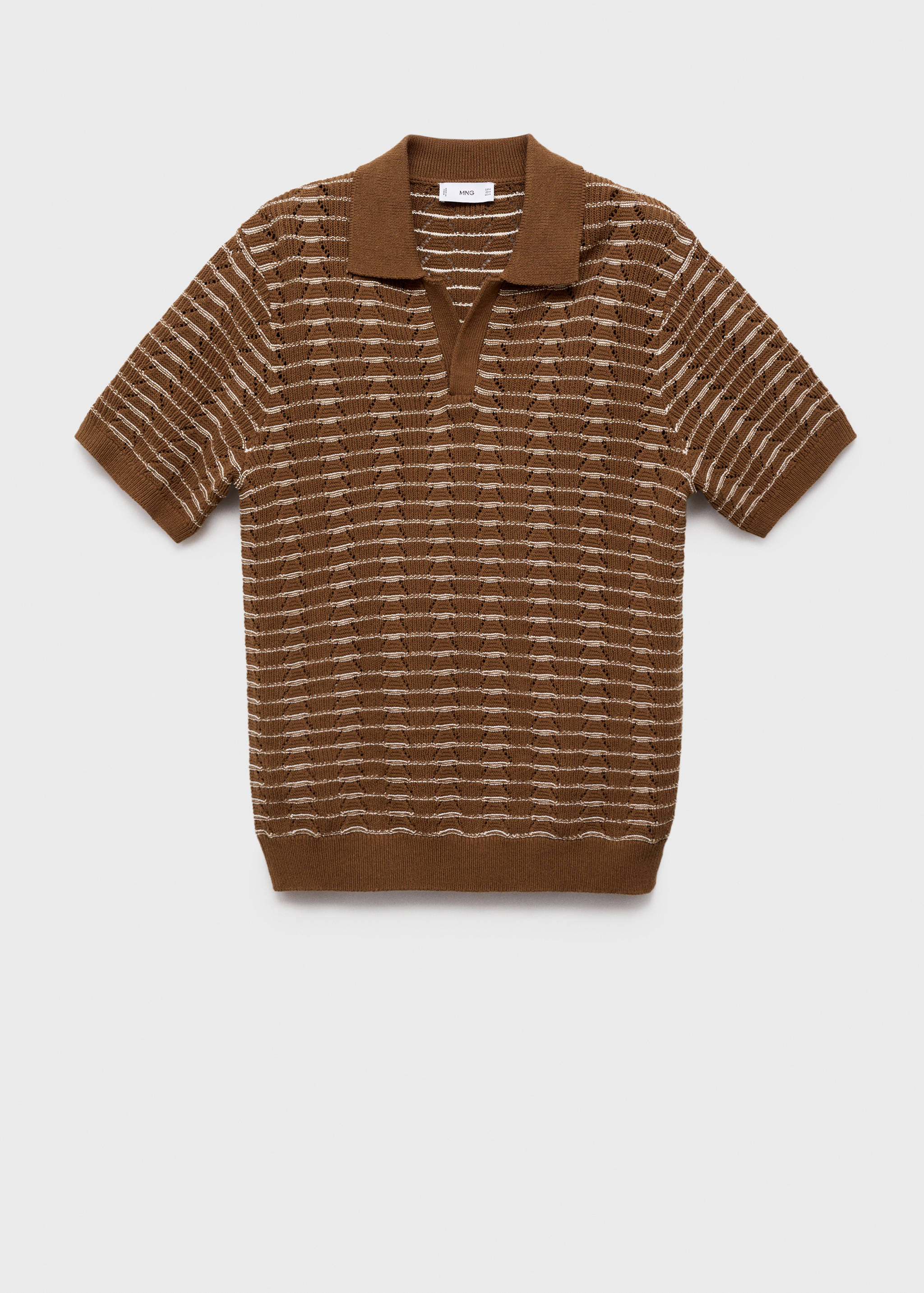 Striped openwork knitte polo shirt - Article without model