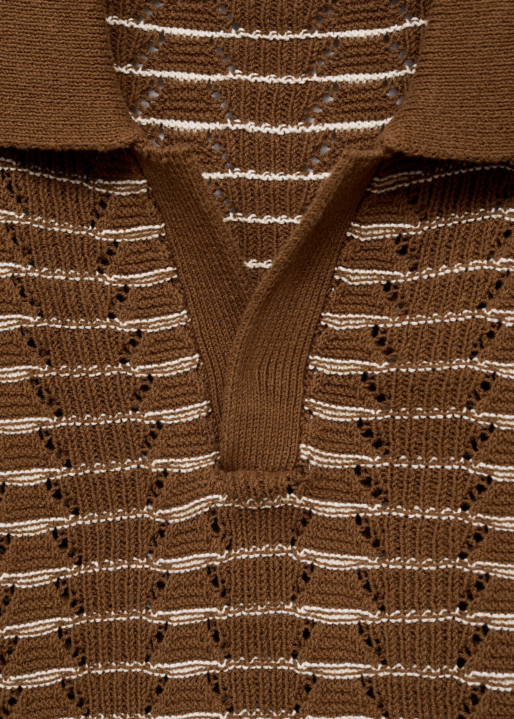 Striped openwork knitte polo shirt - Details of the article 8