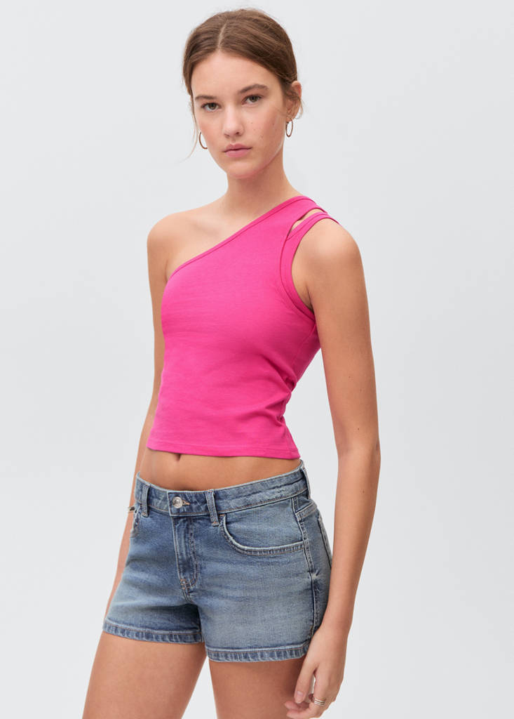 Plain asymmetrical top — Fuchsia