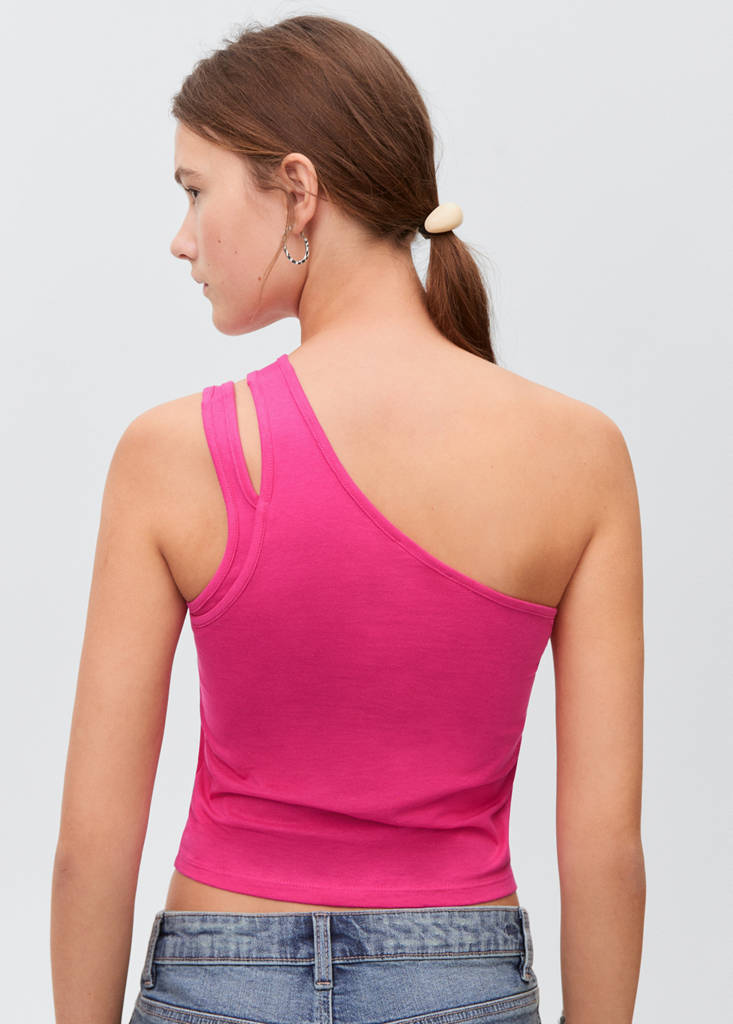 Plain asymmetrical top — Fuchsia