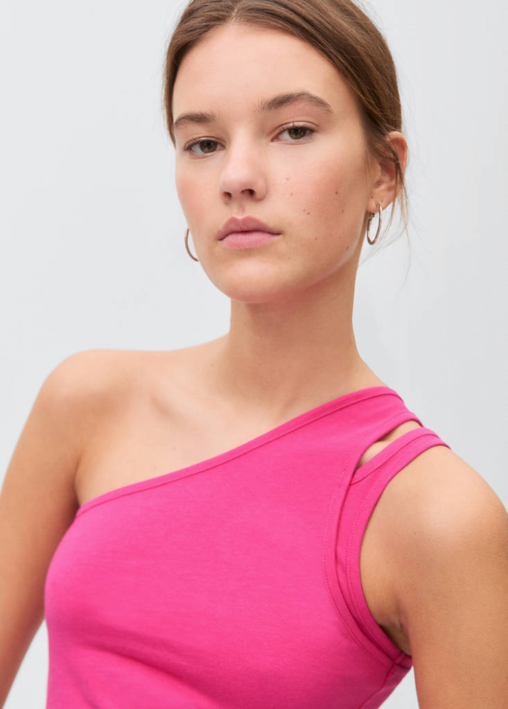 Plain asymmetrical top — Fuchsia
